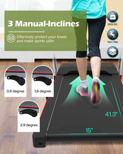 Walking Pad Under Desk Treadmill For Home Office -2.5HP Walking Treadmill 0.5-7.5MPH  Capacity Treadmill For Walking Running Remote Control Batteries