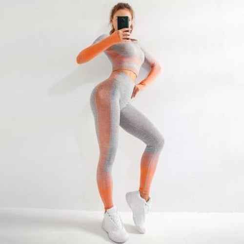 EP Sport Set Women Seamless Yoga Set Women Gym Clothes Long Sleeve