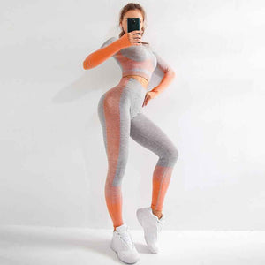 EP Sport Set Women Seamless Yoga Set Women Gym Clothes Long Sleeve