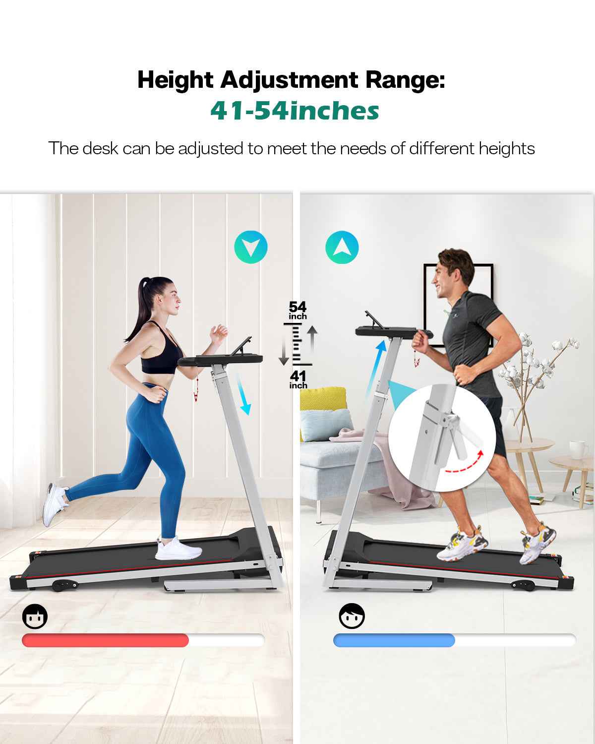 Walking Pad Under Desk Treadmill For Home Office -2.5HP Walking Treadmill 0.5-7.5MPH  Capacity Treadmill For Walking Running Remote Control Batteries