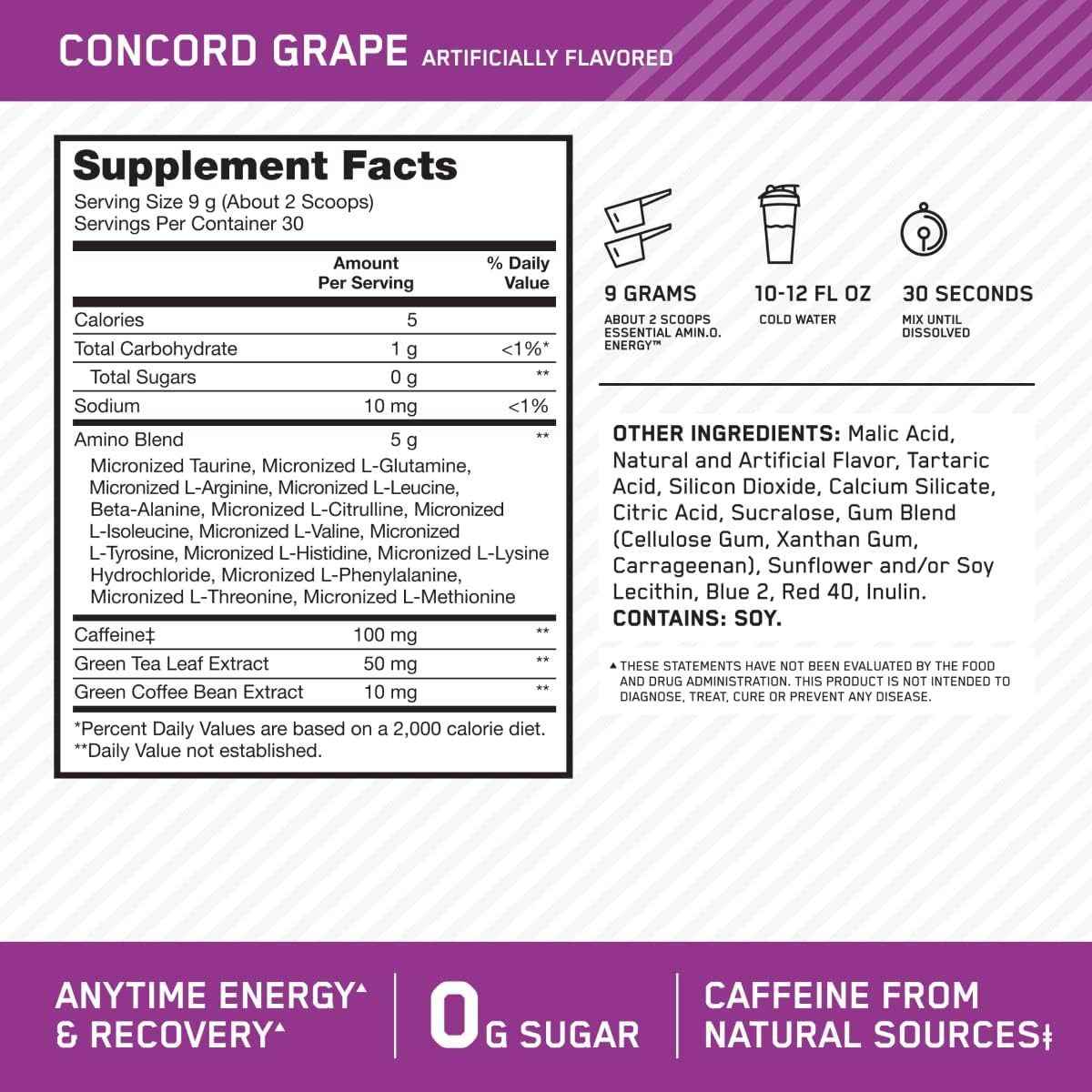 Amino Acid Energy Powder Greenteacoffee Grape Seed Extraction